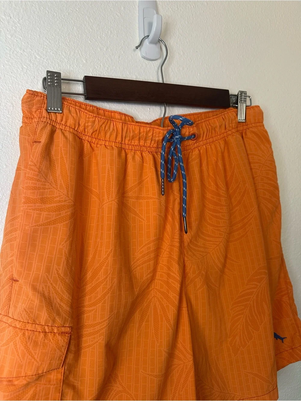Tommy Bahama Orange Swim Board Shorts with Blue Drawstring